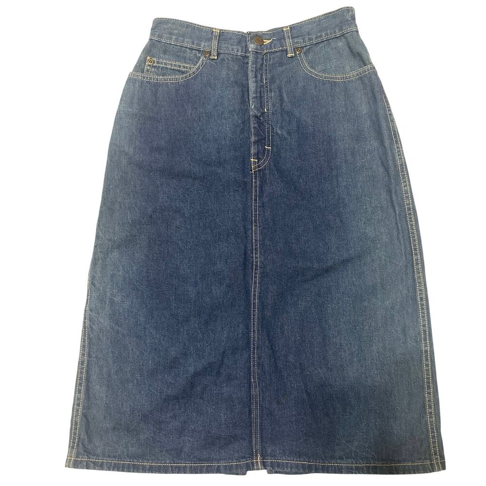 Vintage Calvin Klein jean skirt A line wpockets & backsplit 100% cotton USA made
